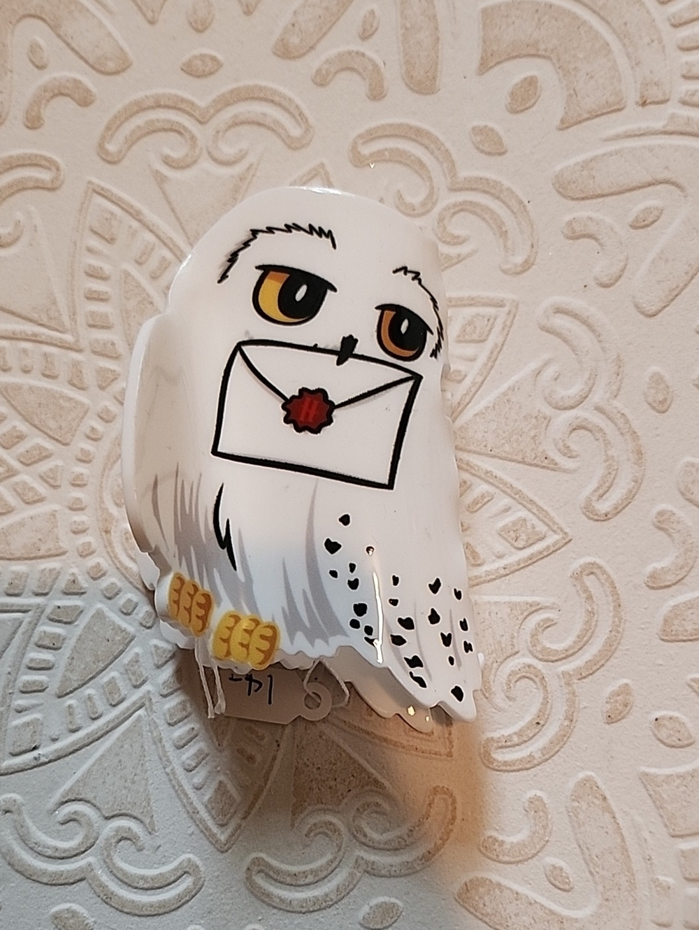 Harry Potter Hedwig Owl Holding An Envelope White Acrylic Clawclip